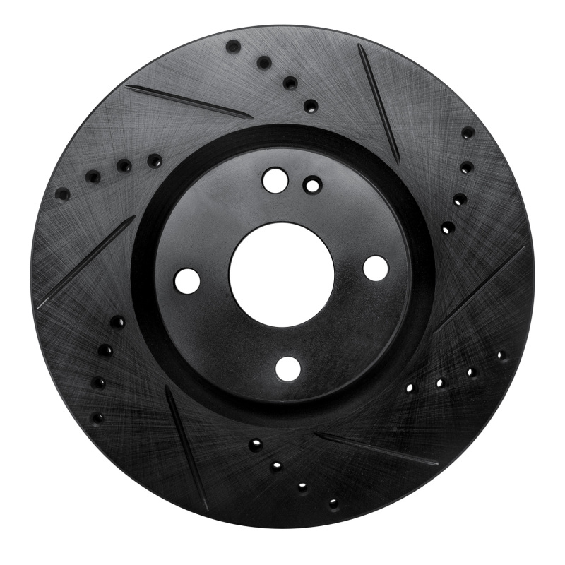 Fiat 124 Spider Brake Rotor (1) - Front Right - R1 Concepts - Drilled & Slotted - Black - `16-`25